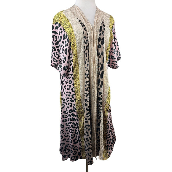 Gigio Boho Animal Print Lagenlook Kimono Cardigan Mesh Duster Plus Size 1XL 1X - Picture 4 of 16